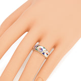 14K Yellow Gold Mother of Pearl Diamond, Inlay Stone Ring & Clip-On Earring Set