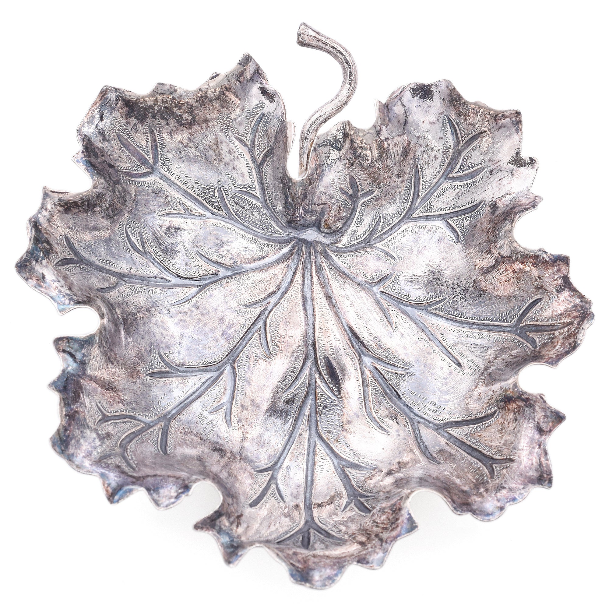 Vintage Buccellati Italy Sterling Silver Oak Leaf Dish