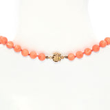 Vintage 14K Yellow Gold Pink Salmon Coral Beaded Strand Necklace