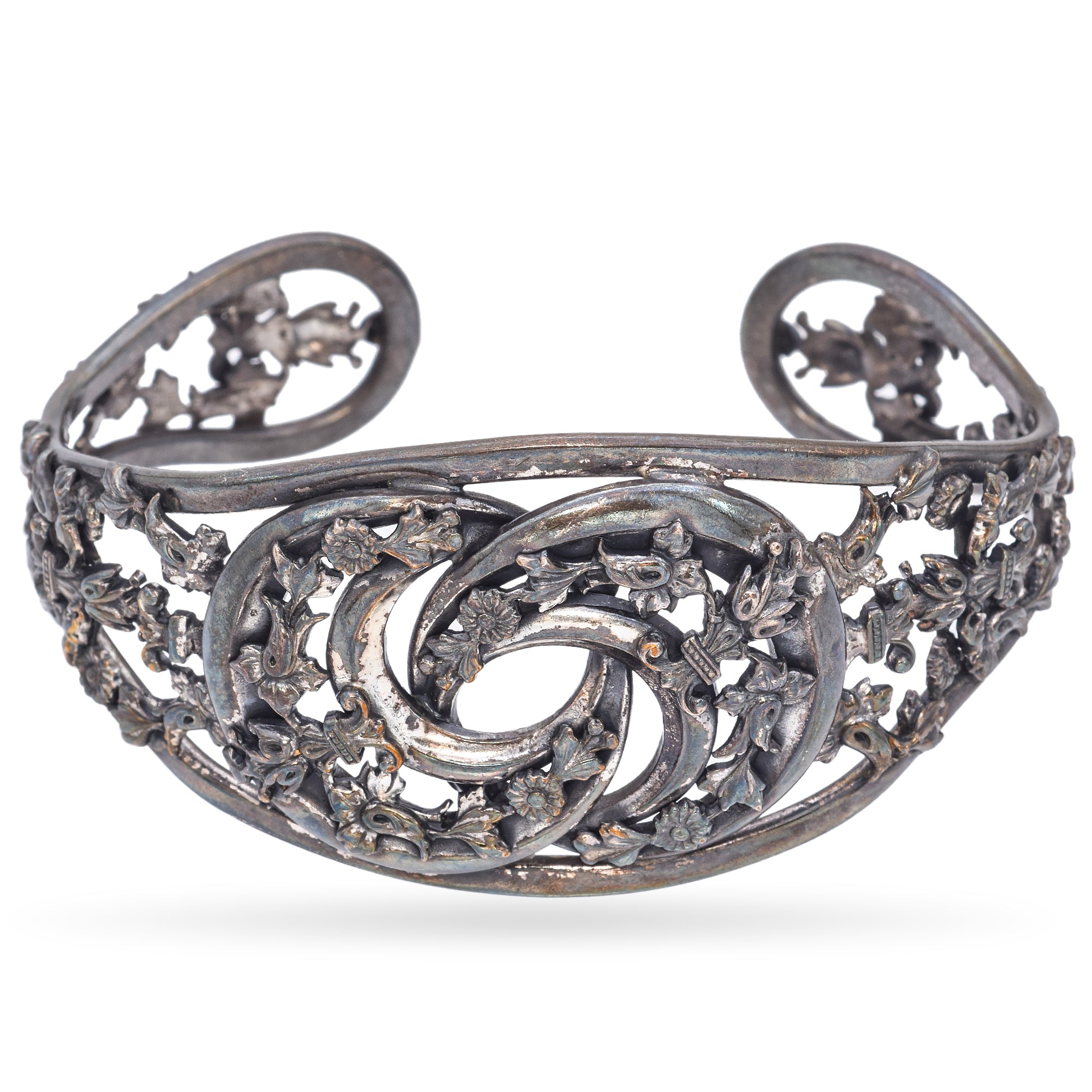 Vintage Napier Silver Plated Filigree Cuff Bracelet