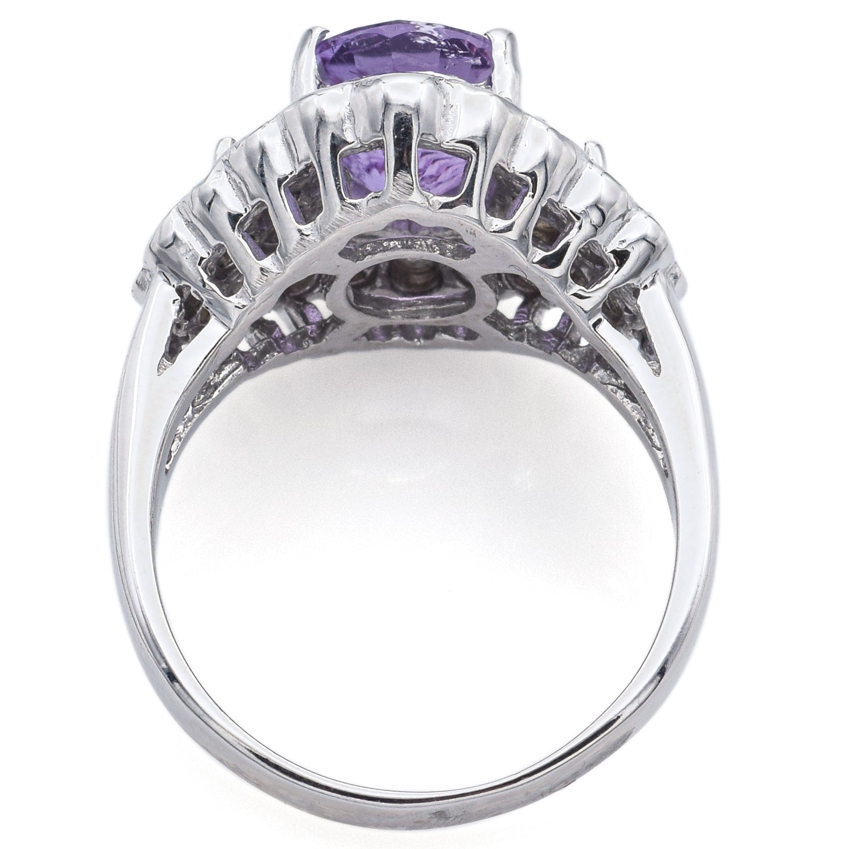 Estate 18K White Gold 2.19 Ct Purple Cuprian & 1.50 TCW Diamond Cocktail Ring