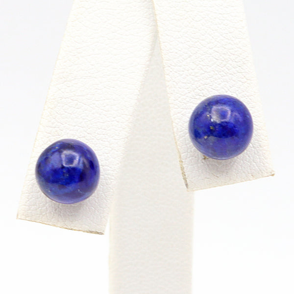 Vintage Krementz 18K Yellow Gold Lapis Lazuli Stud Earrings