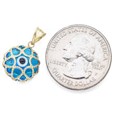 Vintage 14K Yellow Gold Evil Eye Blue Glass Charm Pendant