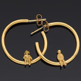 Estate French 18K Yellow Gold Plated Boy and Girl Hoop Earrings