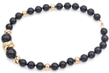 Estate 14K Yellow Gold Black Onyx Beaded Strand Necklace