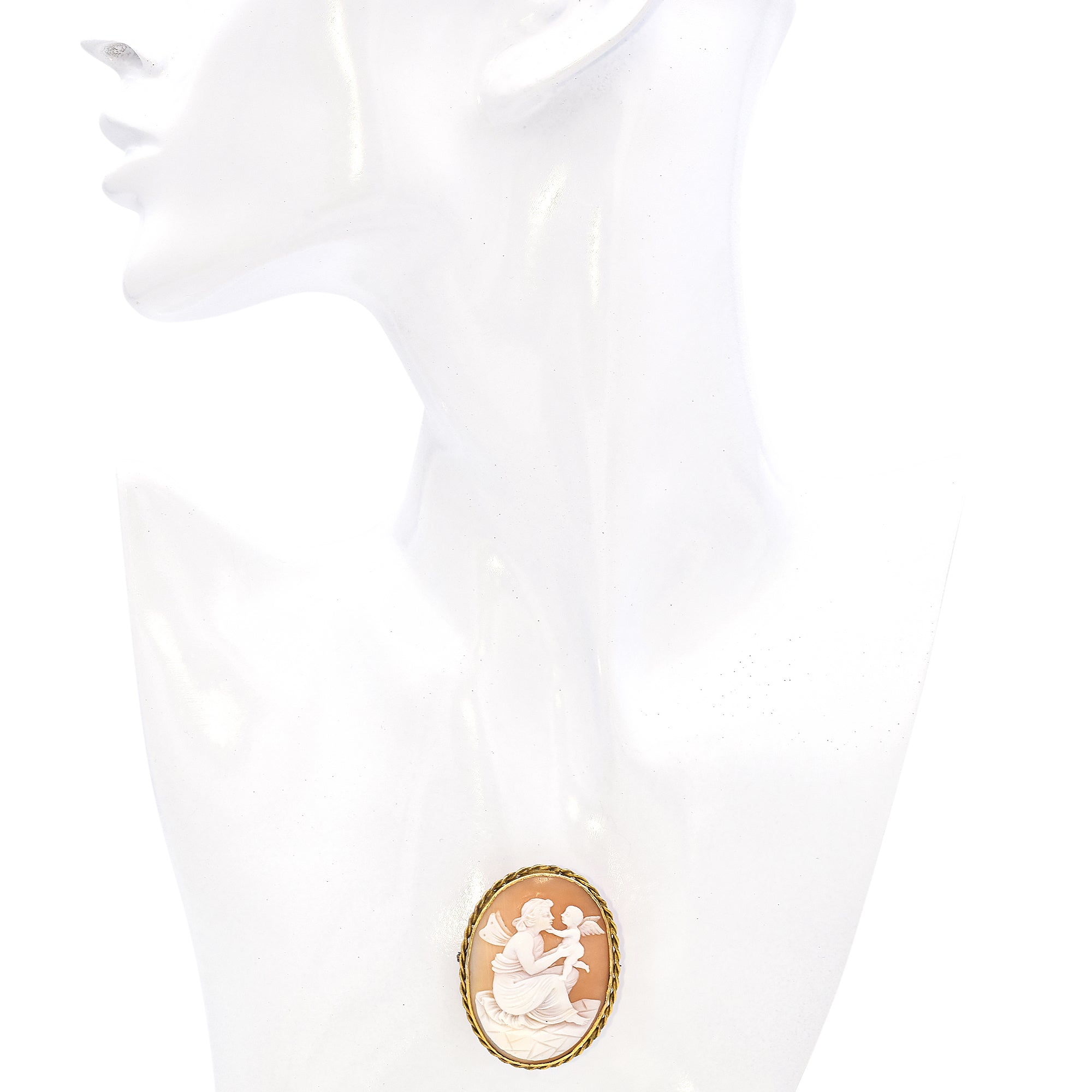 Antique Yellow Gold Cameo Psyche and Hedone Brooch