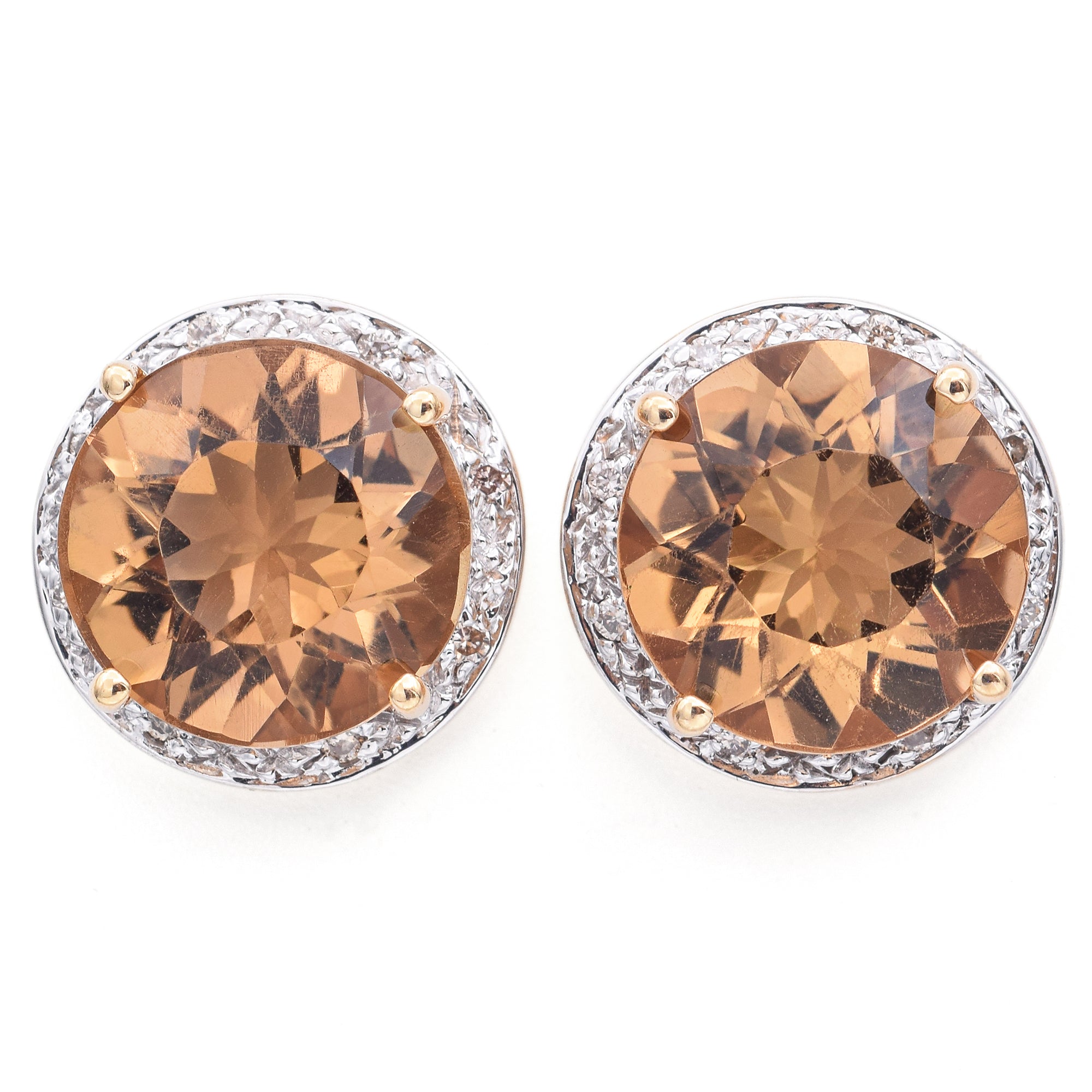 John C. Rinker 14K Yellow Gold 5.15 Ct. Citrine Halo Stud Earrings