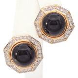 Vintage 14K Yellow Gold Black Onyx and Diamond Earrings