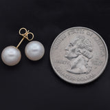 Estate 14K Yellow Gold Pearl Stud Earrings 8 mm