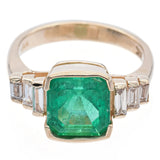 Estate 14K Yellow Gold Square 2.79Ct Emerald & 0.50TCW Diamond Ring Size 6