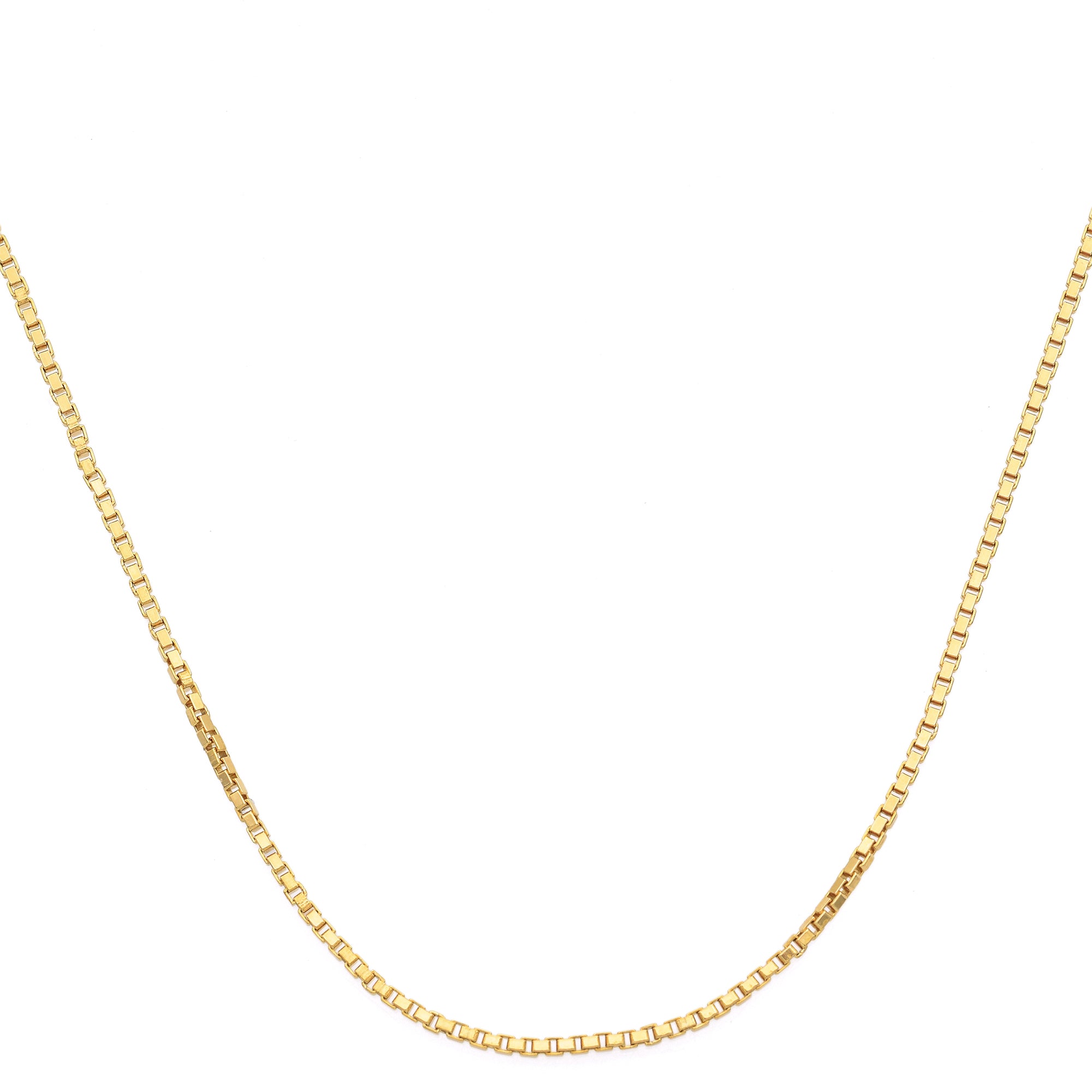 Vintage 14K Yellow Gold 1.25 mm Box Chain Necklace 16 Inches