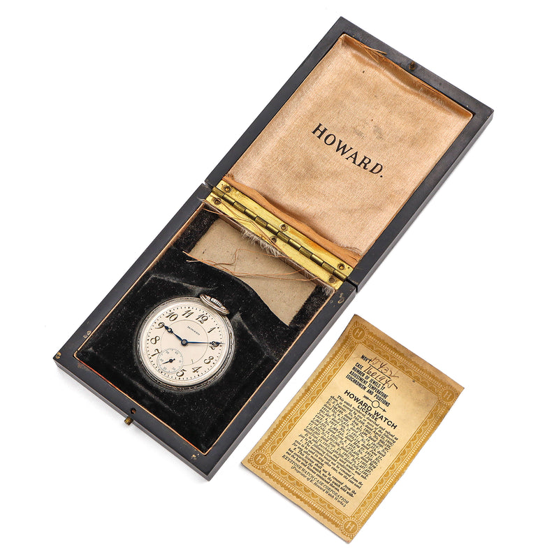 Antique E. Howard Watch Co. Size 10s 17 Jewels Pocket Watch + Box & Paper