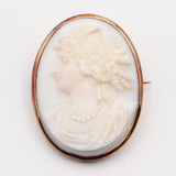 Antique 14K Rose Gold Cameo Shell Portrait Brooch Pin