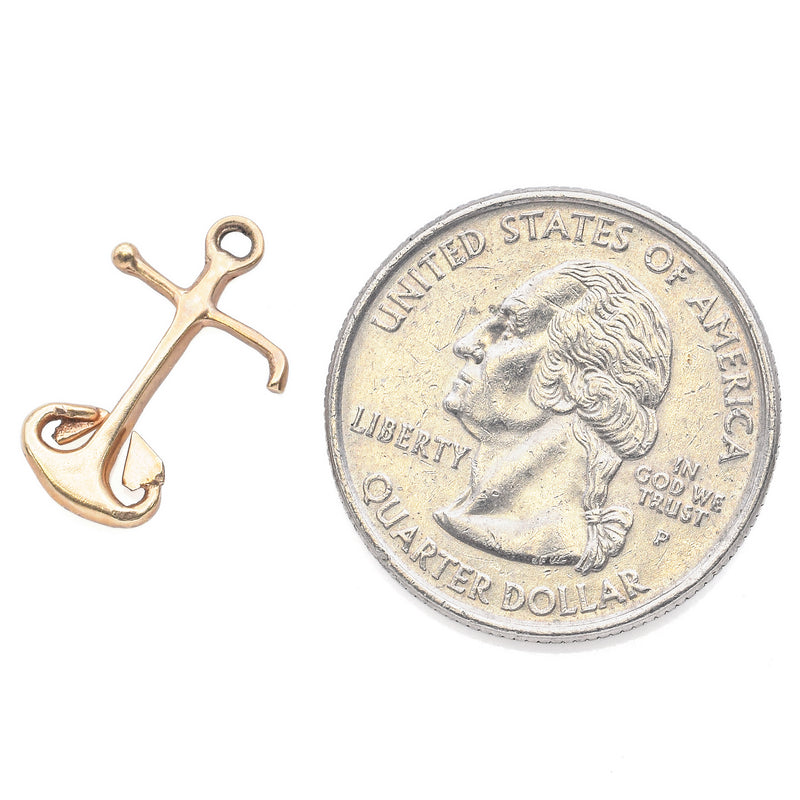 Vintage 14K Yellow Gold Anchor Charm Pendant