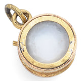 Vintage 18K Yellow Gold Mother of Pearl Drum Charm Pendant