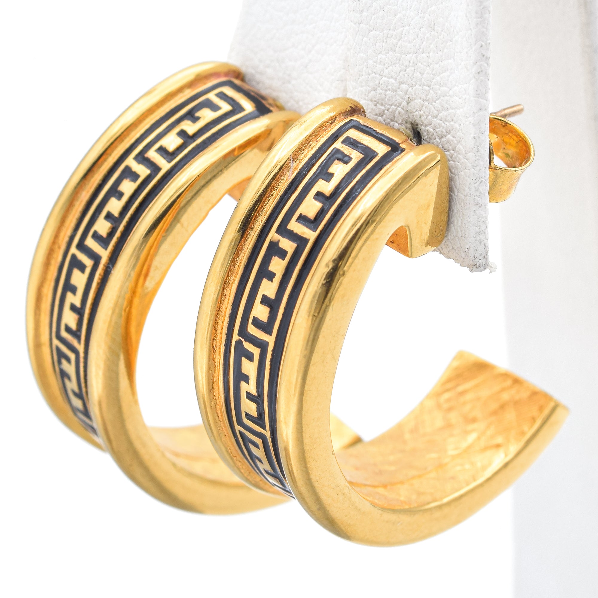 Fendi FF Gold Plated Brass Semi-Hoop Earrings 29 x 18 mm