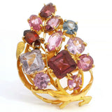 Estate 20K Yellow Gold Multi-Color Spinel Ring, Size 5.75