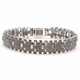 Estate Sterling Silver Marcasite Tennis Link Bracelet, 6.75 Inches