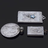 2 Sterling Silver & 1 SP Diamond Garnet Elk, My Companion, Austria Coin Pendants