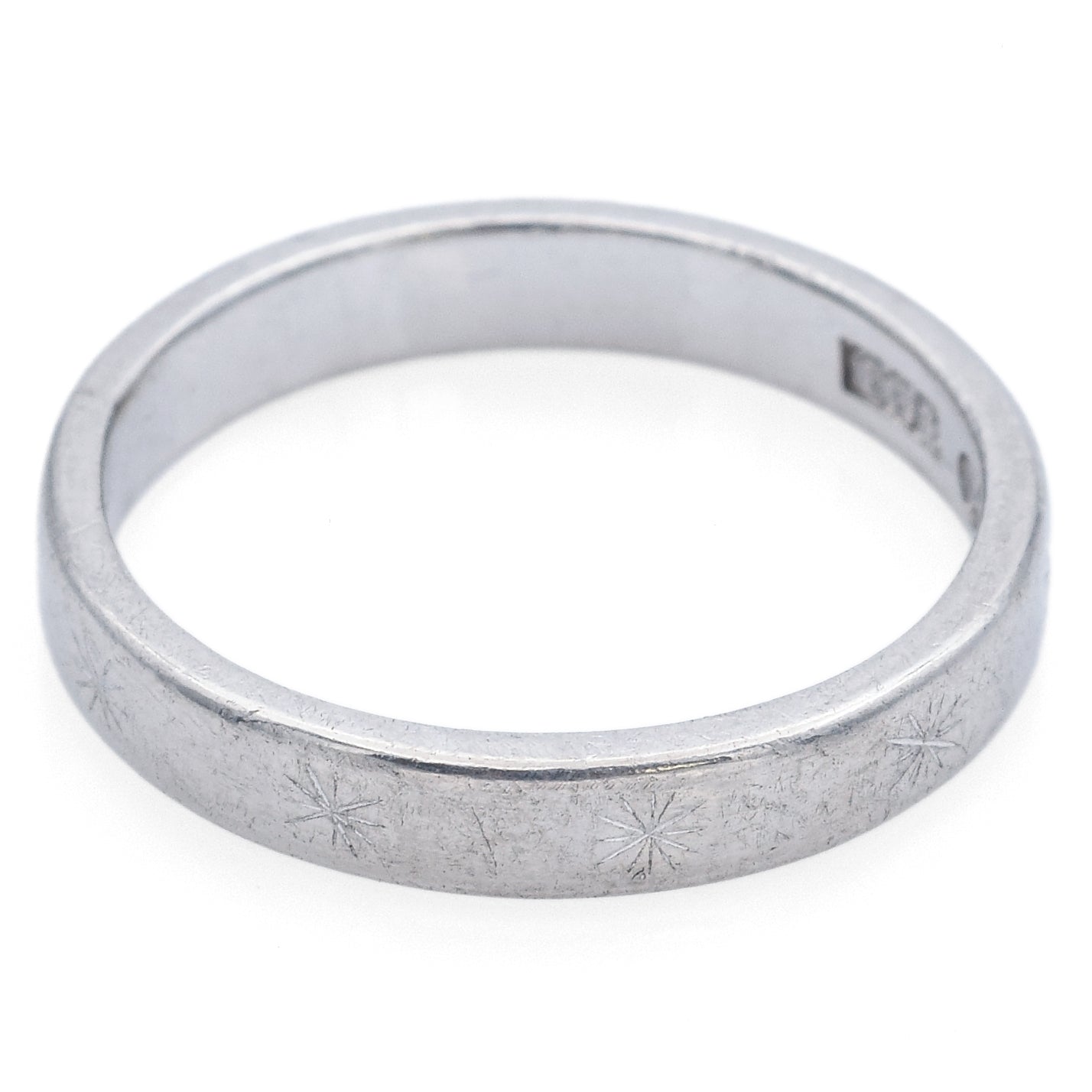 Vintage 正白金 Platinum Etched Band Ring Size 5.25