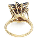 14K Yellow Gold 1.47 TCW Marquise Sapphire and Round Diamond Cocktail Ring