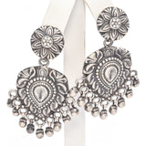 Estate Sterling Silver Floral Traditional Jhumka Earrings