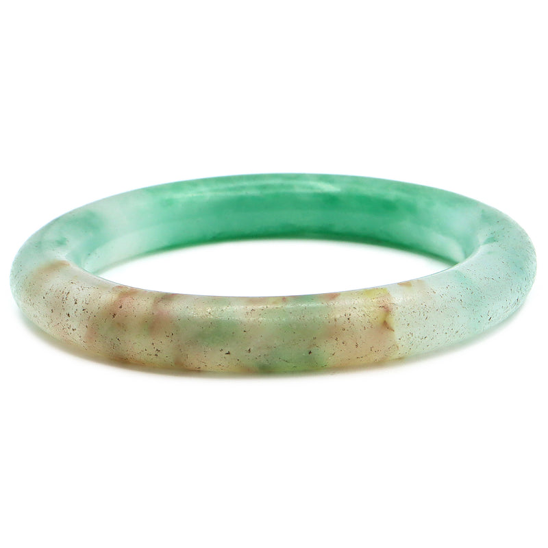 Antique Mottled Green Glass Bangle Bracelet Size 7.75" 80g