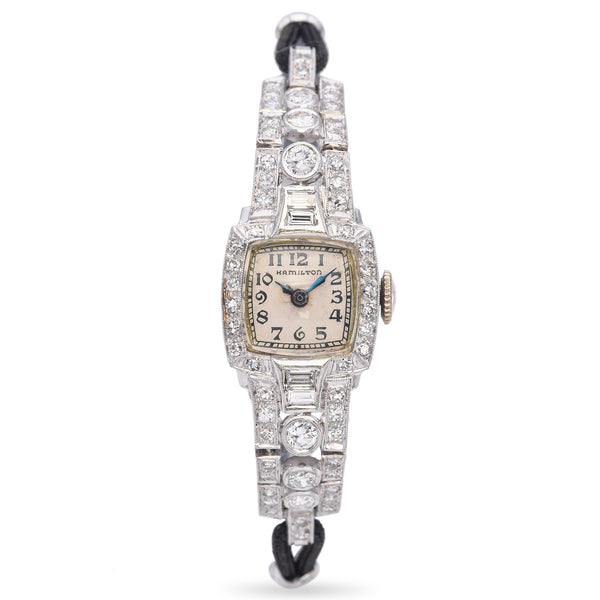 Vintage Art Deco Hamilton Platinum 1.66 TCW Diamond Women's Watch