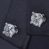 14K White Gold 0.55 TCW Natural Diamond Round Stud Earrings 4.2 mm