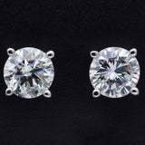 14K White Gold 0.86 TCW Natural Diamond Round Stud Earrings 4.75 mm