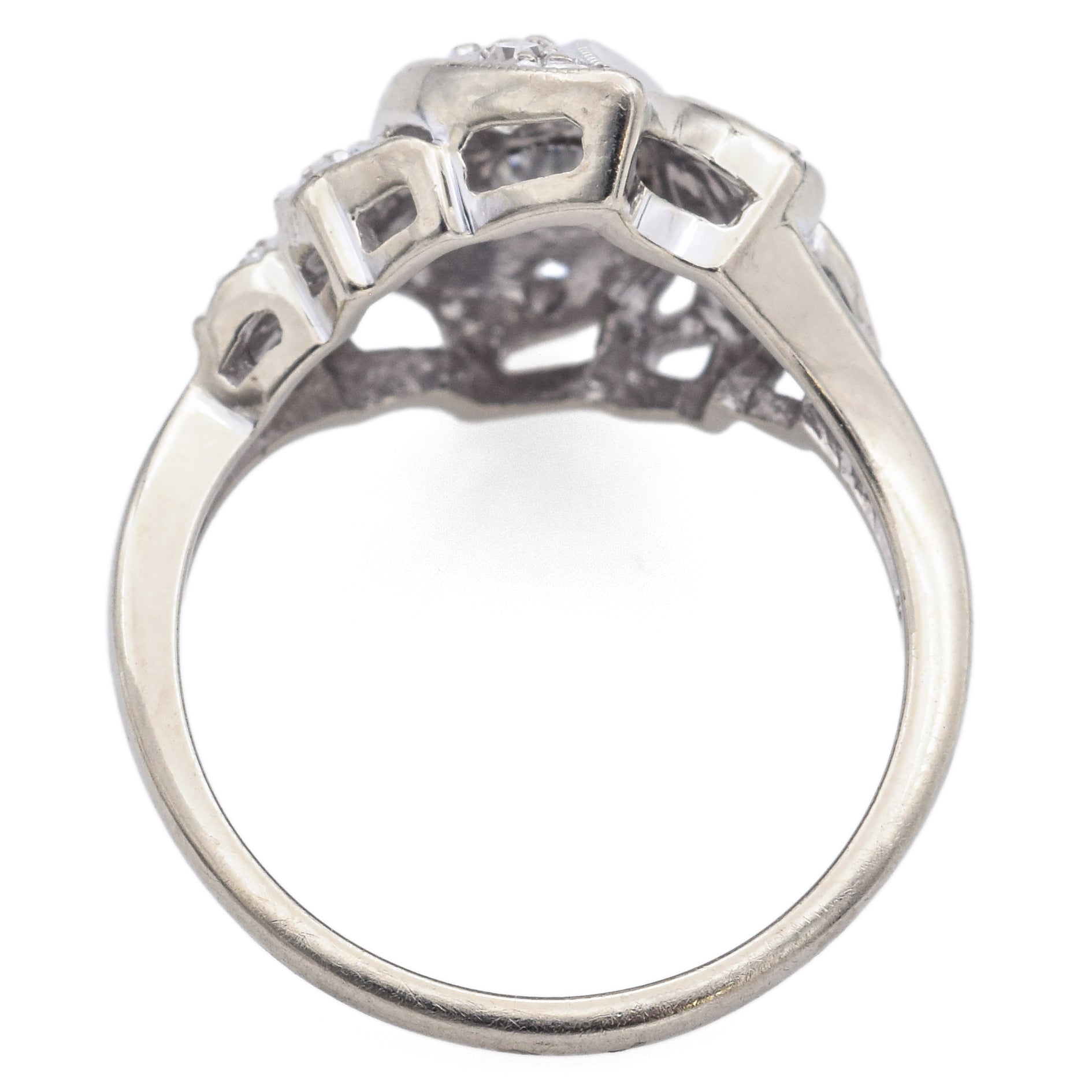 Vintage 14K White Gold 0.62 TCW Diamond Cocktail Ring Size 5.75