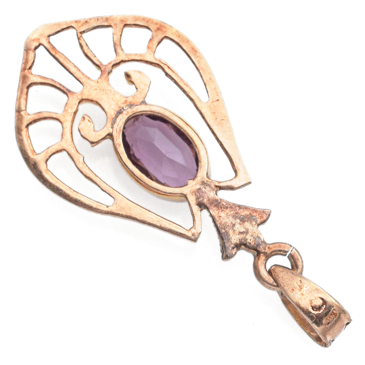 Antique Purple Paste 10K Yellow Gold Pendant