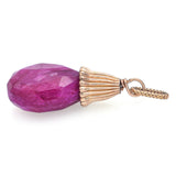 Vintage 10K Yellow Gold Ruby Faceted Pear Pendant