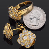 Estate 14K Yellow Gold 3.35 TCW Diamond Earrings & Ring Set