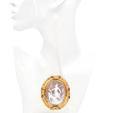 Antique 6K Yellow Gold Cameo Woman Being Abducted Brooch