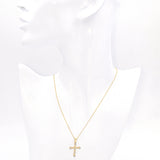 14K Yellow Gold Baguette & Round Diamond 0.22 TCW Cross Pendant Necklace