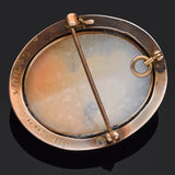 Antique 14K Yellow Gold Natural Shell Cameo Oval Brooch Pin 35.50 X 30 mm