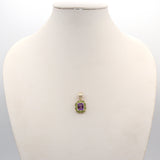 Vintage AE Signed 14K Yellow Gold Peridot Amethyst Pendant