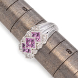 14K White Gold Pink Sapphire & Diamond Ring