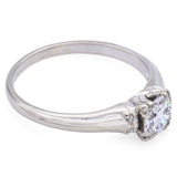 Vintage 14K White Gold 0.57 Ct Round Diamond Solitaire Band Ring Size 5.75