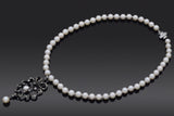 Antique Sterling Silver Paste & Natural Pearl Beaded Strand Necklace