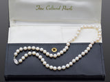 Vintage 14K White Gold 6-6.5 mm Pearl Beaded Strand Necklace 17 Inches + Pouch