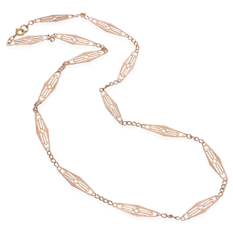 Vintage 10K Rose Gold Filigree Necklace