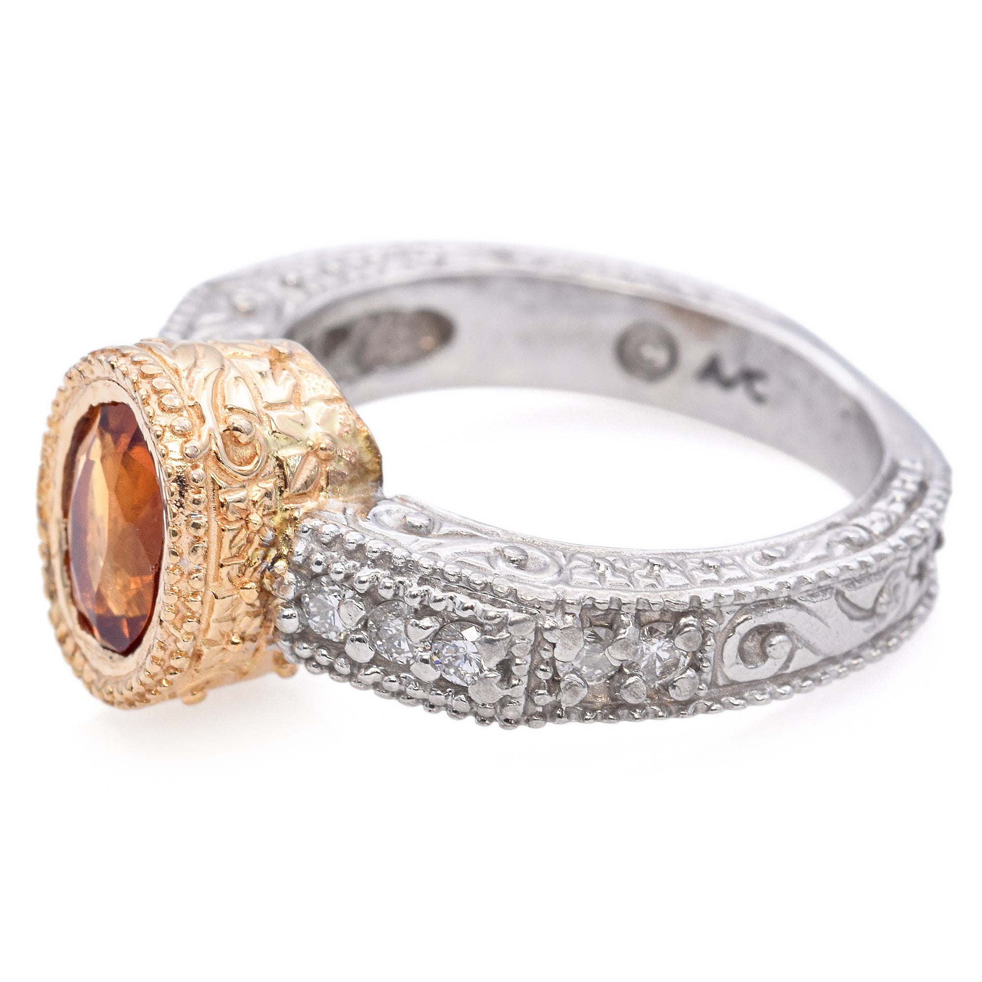 14K White and Yellow Gold 0.66 Ct. Citrine and Diamond Ring