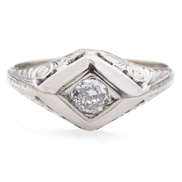 Antique Art Deco 18K White Gold 0.21 Ct Diamond Band Ring Size 6.75