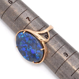 Vintage 14K Yellow Gold Black Opal Oval Cabochon Cocktail Ring