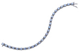 Estate 14K White Gold Black Rhodium Blue Topaz Round Link Tennis Bracelet