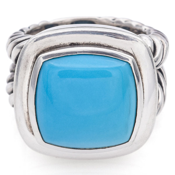 David Yurman Sterling Silver Albion Turquoise Cable Ring