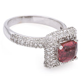 Estate 18K White Gold 1.65 Ct Padparadscha Sapphire & 1.20 TCW Diamond Band Ring