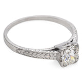 Antique Platinum 0.56 Ct. Diamond Solitaire Etched Engagement Ring